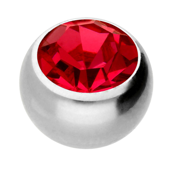 Schraubkugel mit Kristall 1,6 mm 5 mm Chirurgenstahl Silberfarben Rot - LS