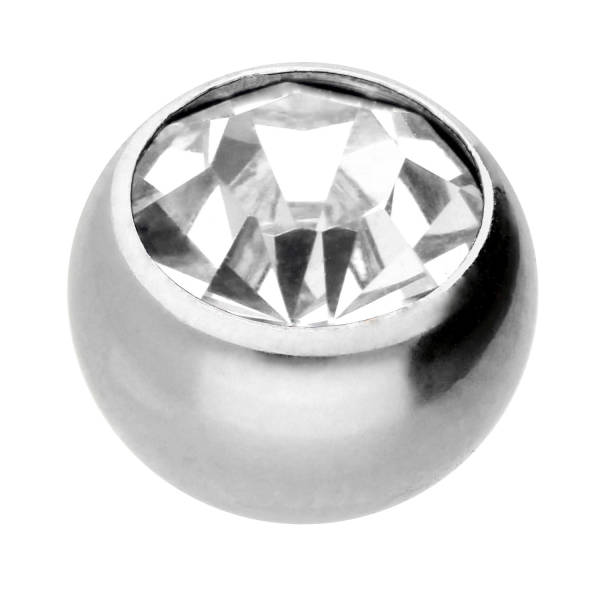 Schraubkugel mit Kristall 1,6 mm 4 mm Titan Silberfarben Kristallklar - CC