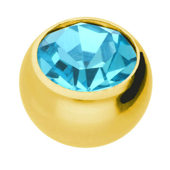 Schraubkugel mit Kristall 1,6 mm 6 mm Titan Goldfarben Aquamarin - AQ