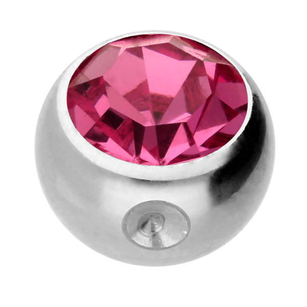 Klemmkugel mit Kristall 3 mm Titan Silberfarben Rosa - RO