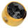 Klemmkugel flach mit Kristall 3 mm Titan Goldfarben Schwarz - JE