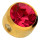 Klemmkugel flach mit Kristall 3 mm Titan Goldfarben Rot - LS