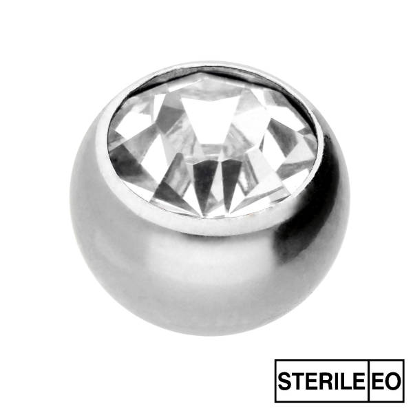 Schraubkugel mit Kristall steril 1,6 mm 5 mm Titan Silberfarben Kristallklar - CC