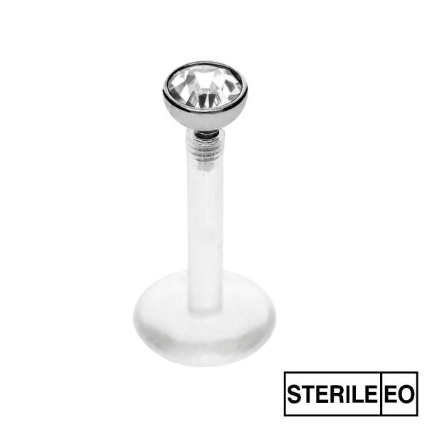 Bioflex Labret mit Kristall Aufsatz steril 1,2 mm 6 mm Transparent Kristallklar - CC 2 mm
