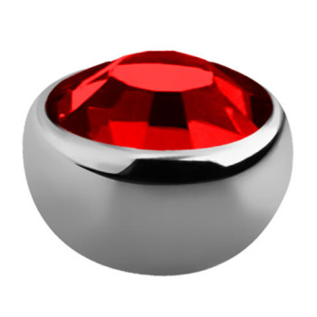 Schraubdisc Kugel Flach mit Kristall 1,2 mm 3 mm Chirurgenstahl Silberfarben Rot - LS