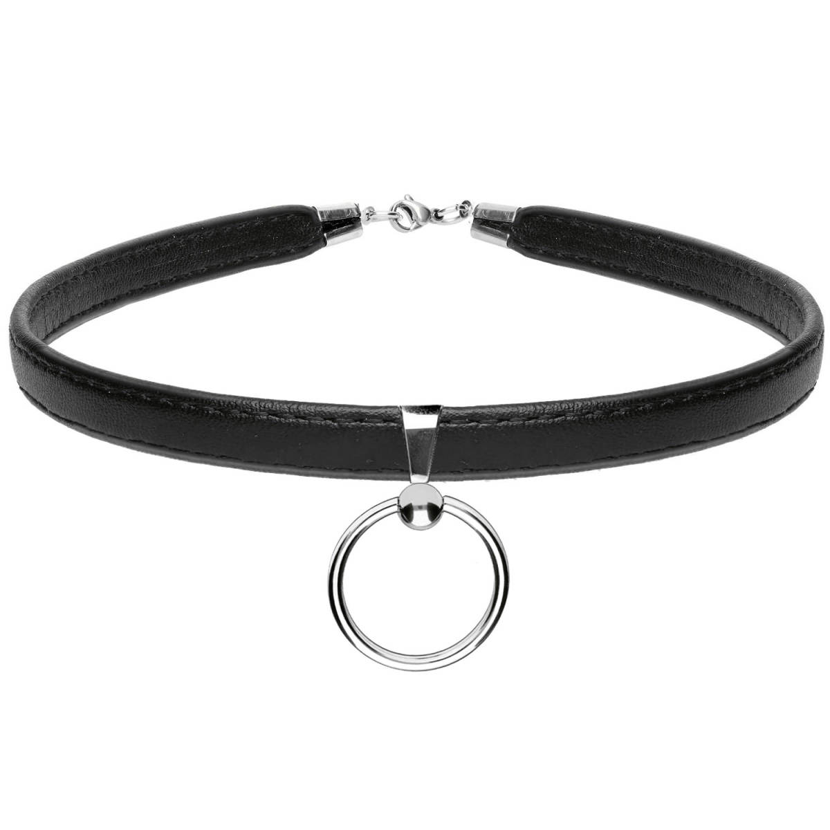 Halsband Ring Der O BDSM Slave Kunstleder Schwarz - youlindo