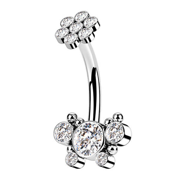 Bauchnabelpiercing Schmetterling Cluster mit 5 Kristalle