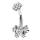 Bauchnabelpiercing Schmetterling Cluster mit 5 Kristalle