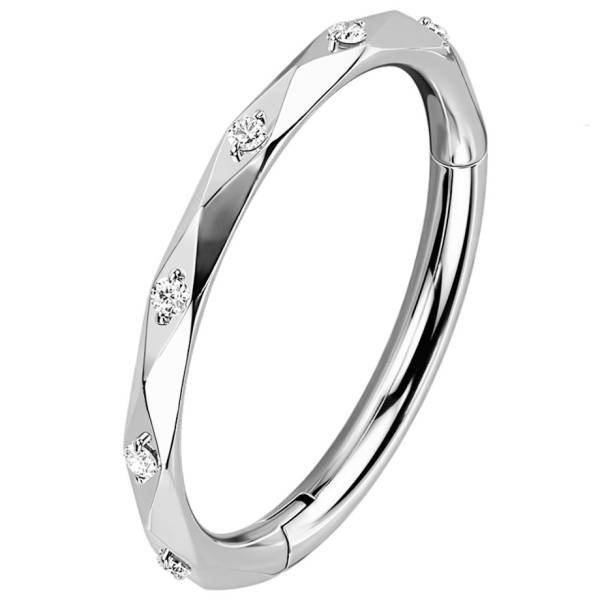 Segmentring Clicker Diamantschliff 5 Steine