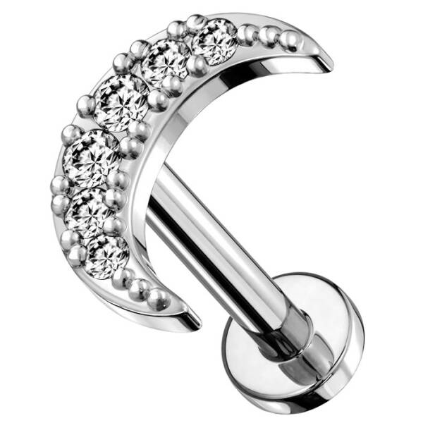 Ohrpiercing Labret Halbmond mit 6 Steine Aufsatz