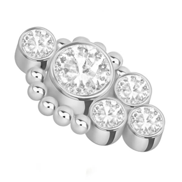 Schraubaufsatz Cluster Orientalisch mit 5 Kristallen aus Titan